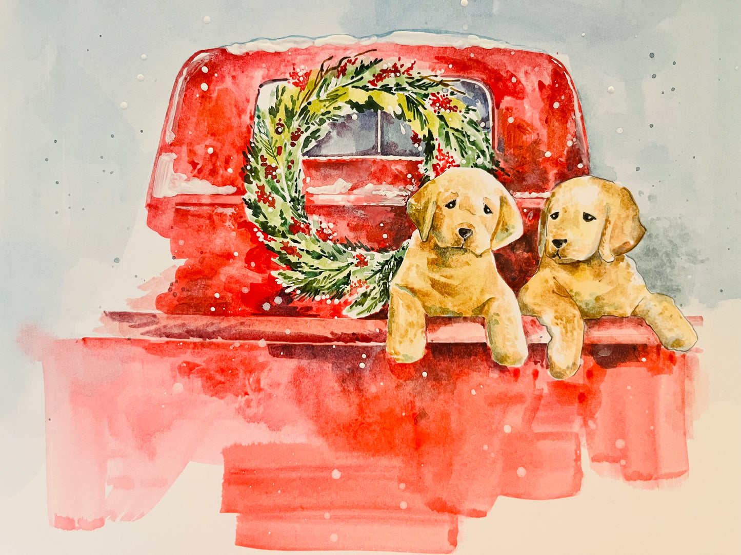 Puppies for Christmas - Watercolor Original