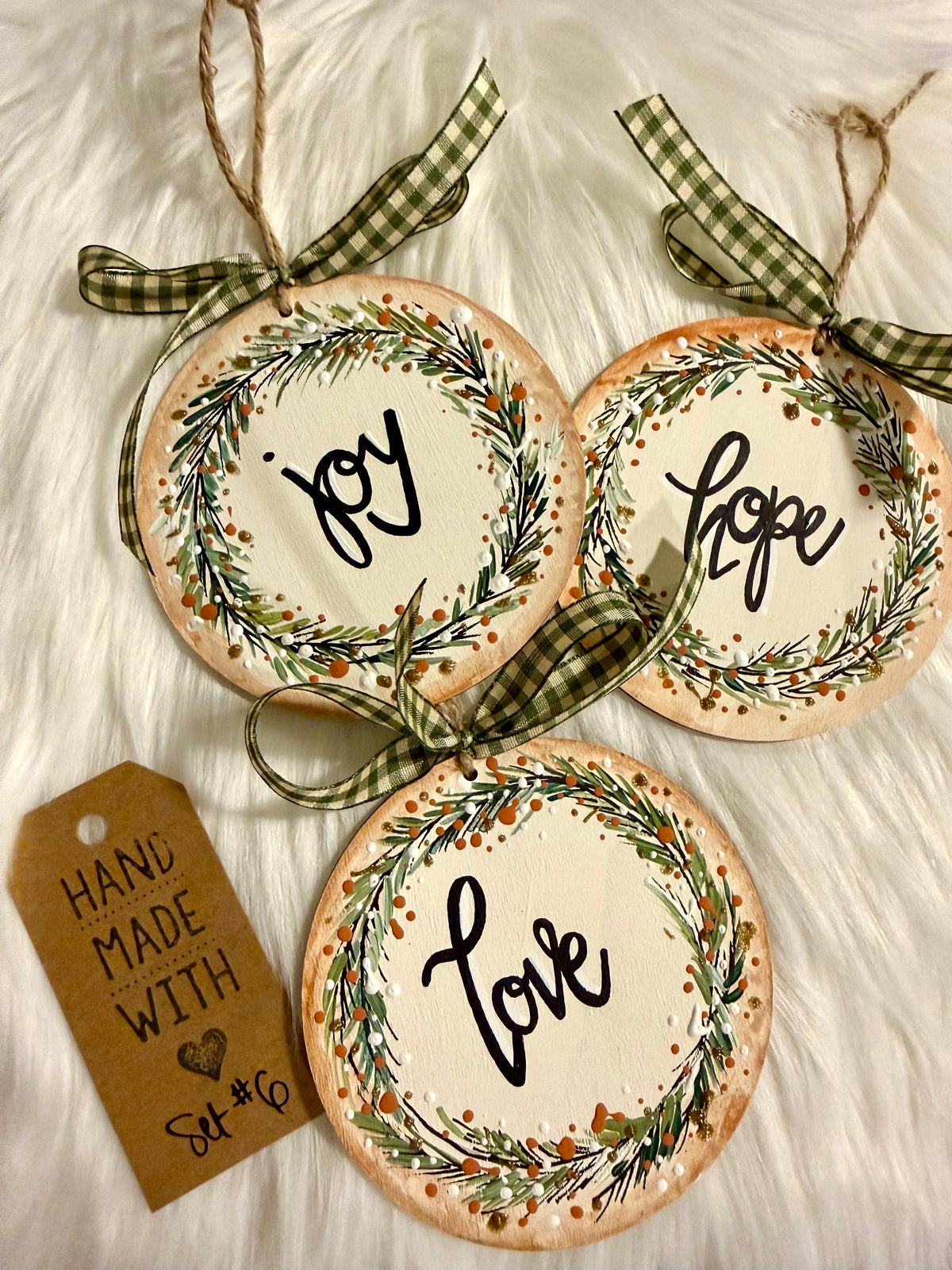 Set #6 - Joy, Hope, Love (3 ornaments)