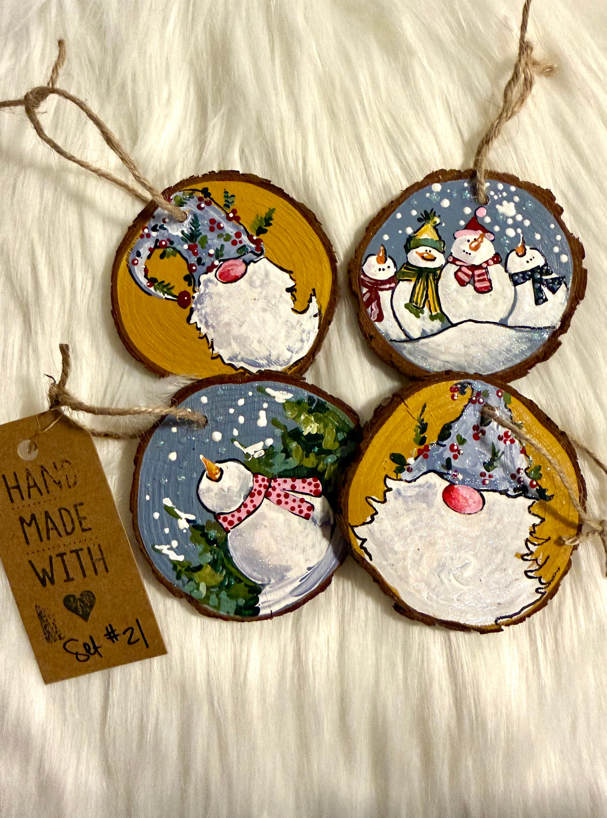 Set #21 - Gnomes & Snowmen (4 ornaments)