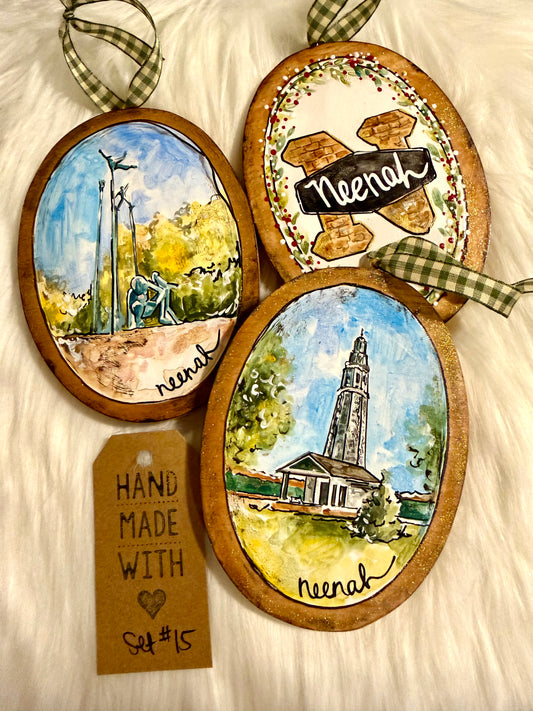 Set #15 - Neenah, Lighthouse & Statue (3 ornaments)