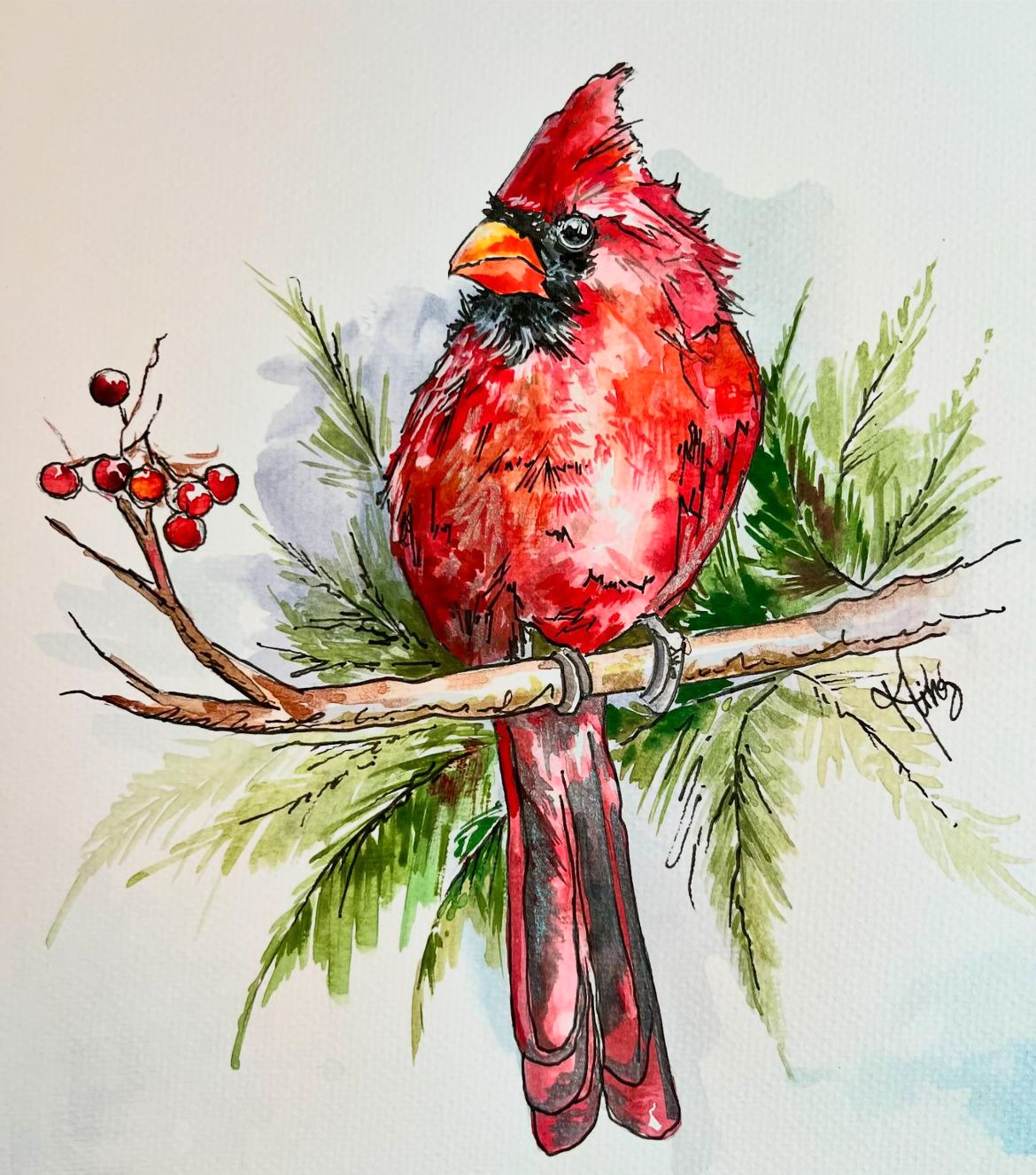 Cardinal - Watercolor Original