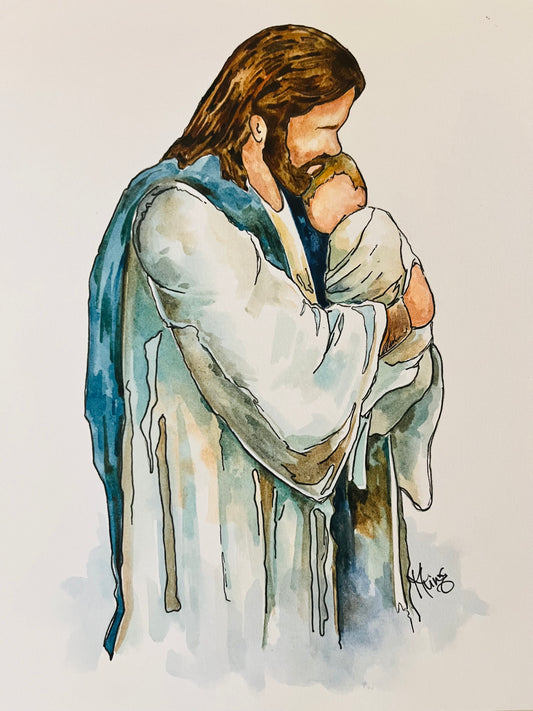 In His Arms - Watercolor Original