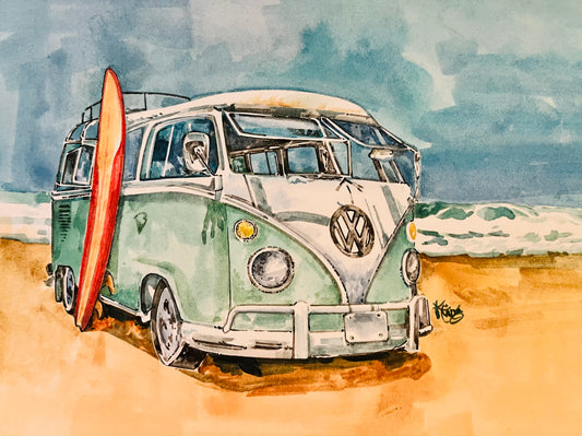 VW Beach Bum - Watercolor Original