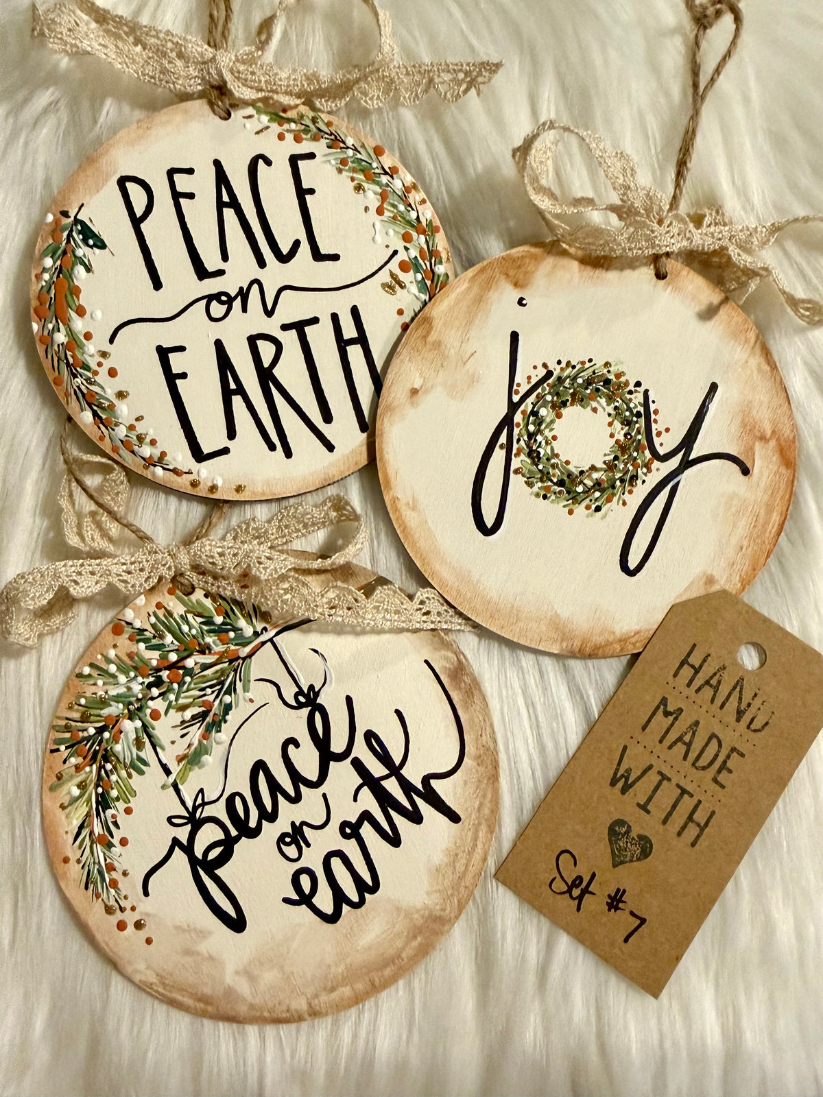 Set #7 - Peace & Joy (3 ornaments)