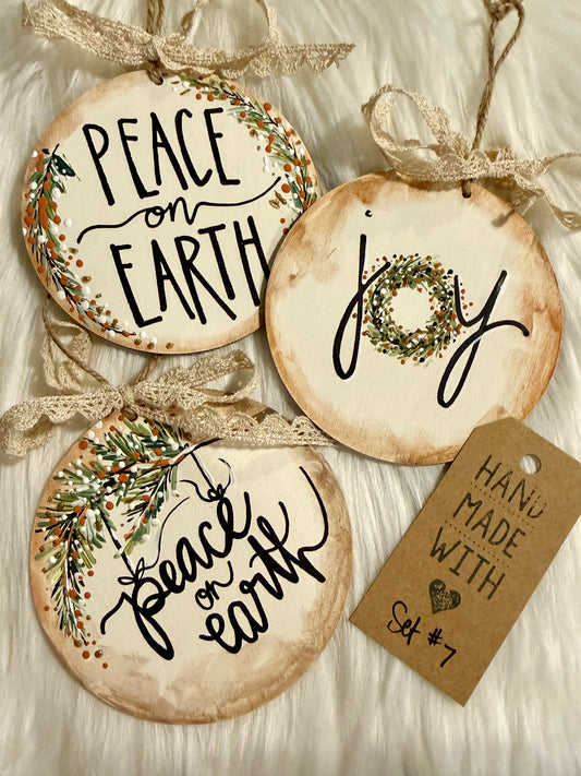 Set #7 - Peace & Joy (3 ornaments)