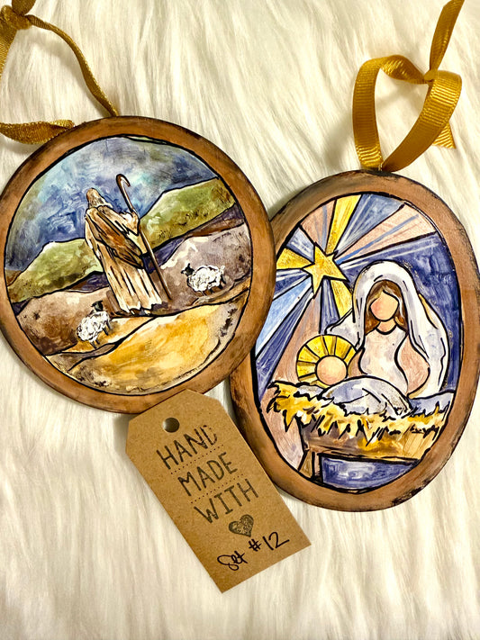 Set #12 - Nativity / Good Shepherd (2 ornaments)