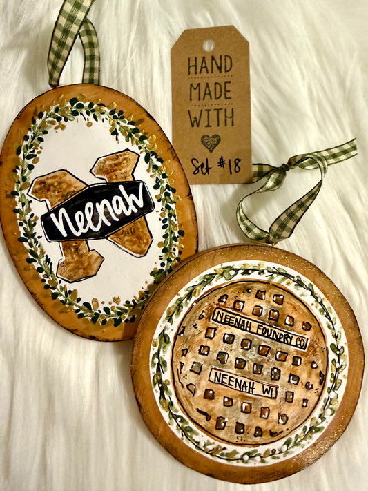 Set #18 - Neenah Foundry & N (2 ornaments)