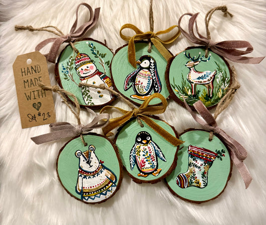 Set #23 - Folk Art Animals (6 ornaments)